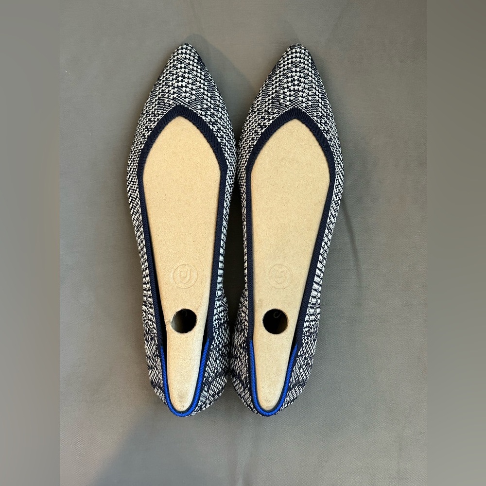 Rothys houndstooth blue and white size 9